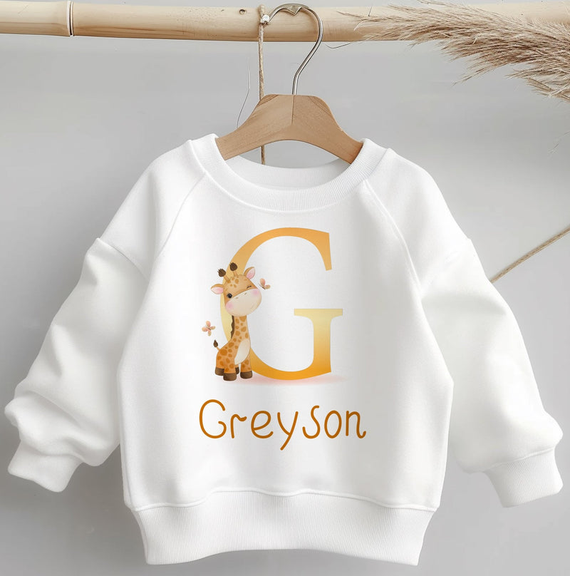 Personalised Name Cute Giraffe Toddler & Kids Sweatshirt - Little Lili Store