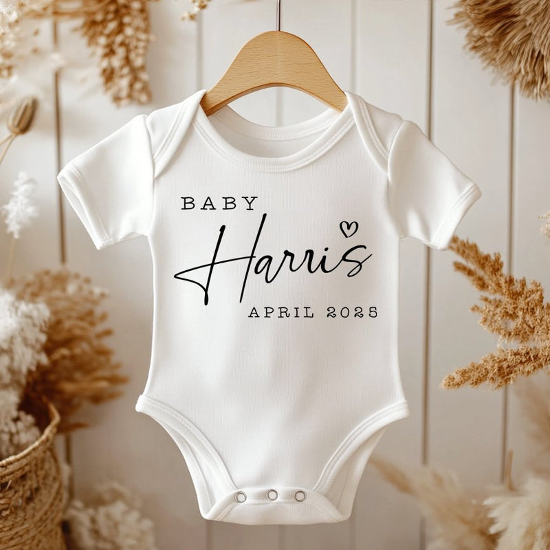 Personalised Name & Date Baby Annuoncement Bodysuit - Little Lili Store