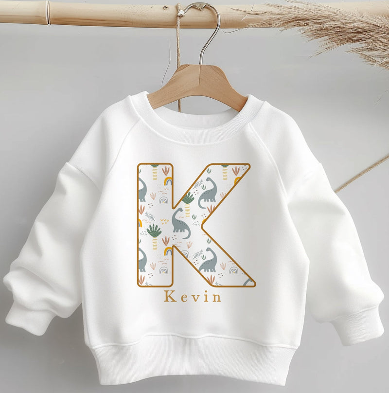 Personalised Name Dino Pattern Toddler & Kids Sweatshirt - Little Lili Store