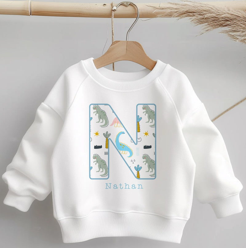 Personalised Name Dino Pattern Toddler & Kids Sweatshirt - Little Lili Store