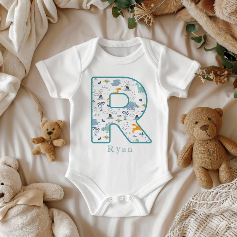 Personalised Name Dinosaur Pattern Baby Bodysuit - Little Lili Store