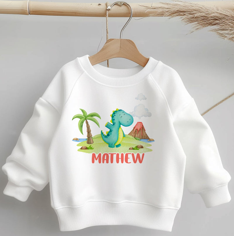 Personalised Name Dinosaur Toddler & Kids Sweatshirt - Little Lili Store