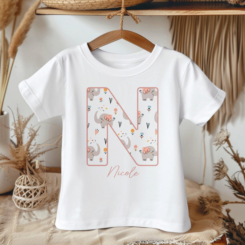 Personalised Name Elephant Girl Toddler & Kids T Shirt - Little Lili Store