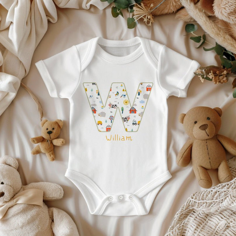 Personalised Name Farm Theme Baby Bodysuit - Little Lili Store