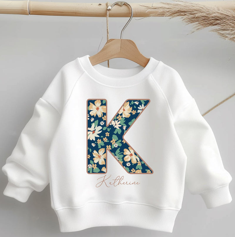 Personalised Name Floral Pattern Toddler & Kids Sweatshirt - Little Lili Store