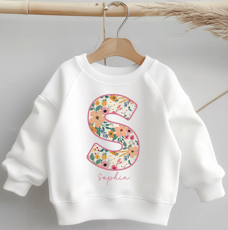 Personalised Name Floral Pattern Toddler & Kids Sweatshirt - Little Lili Store