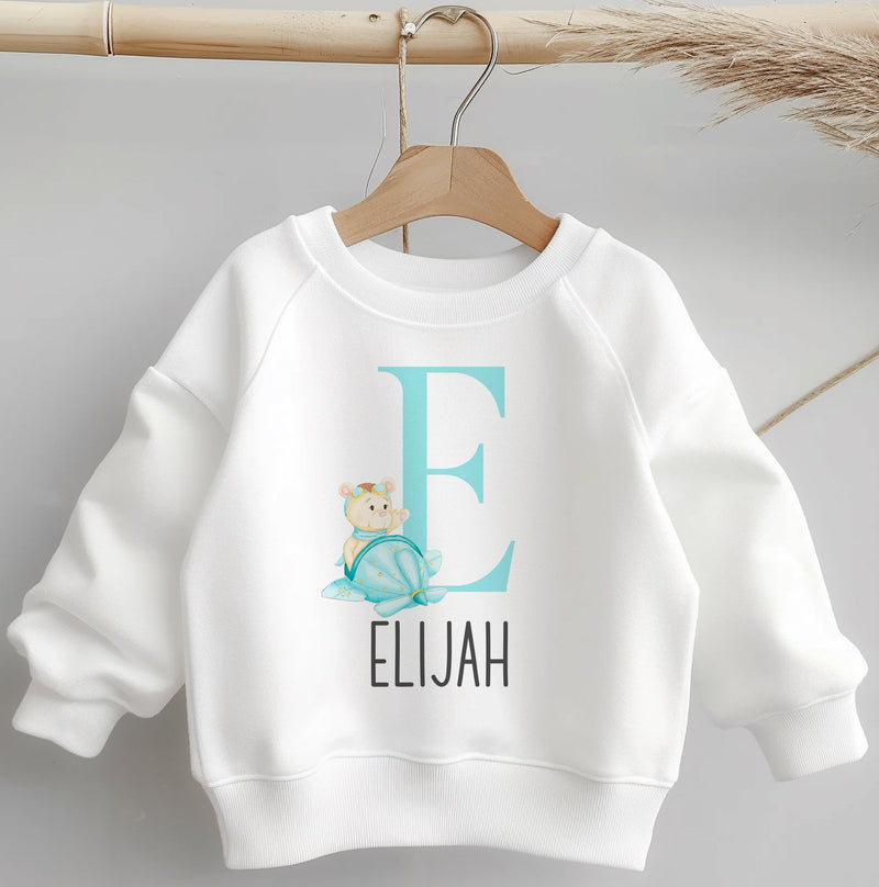 Personalised Name Flying Bear Toddler & Kids Sweatshirt - Little Lili Store