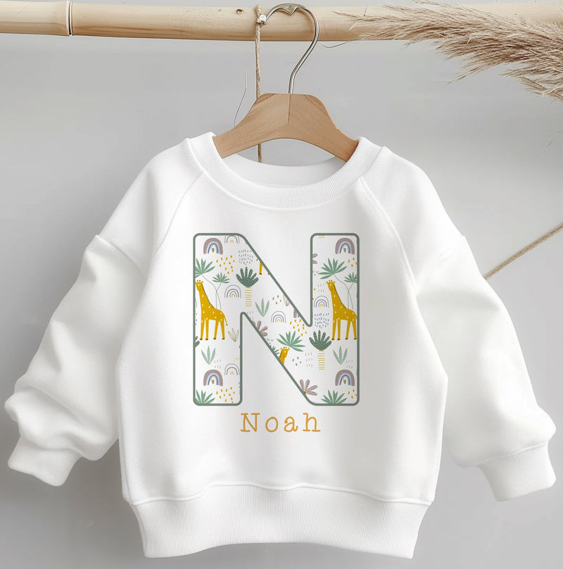 Personalised Name Giraffe Theme Toddler & Kids Sweatshirt - Little Lili Store