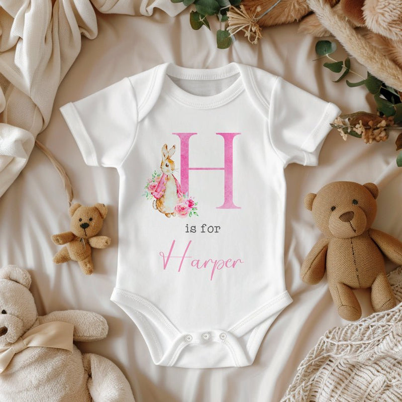 Personalised Name Girl Peter Rabbit Inspired Baby Bodysuit - Little Lili Store