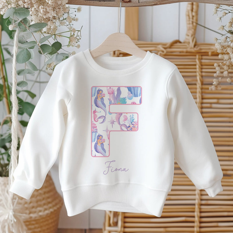 Personalised Name Mermaid Pattern Toddler & Kids Sweatshirt - Little Lili Store