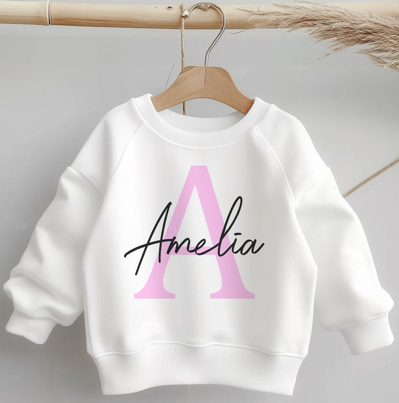 Personalised Name Pink Girl Toddler & Kids Sweatshirt - Little Lili Store