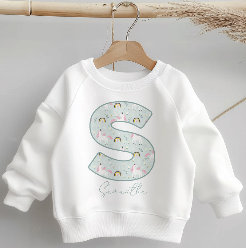 Personalised Name Rainbow Unicorn Toddler & Kids Sweatshirt - Little Lili Store