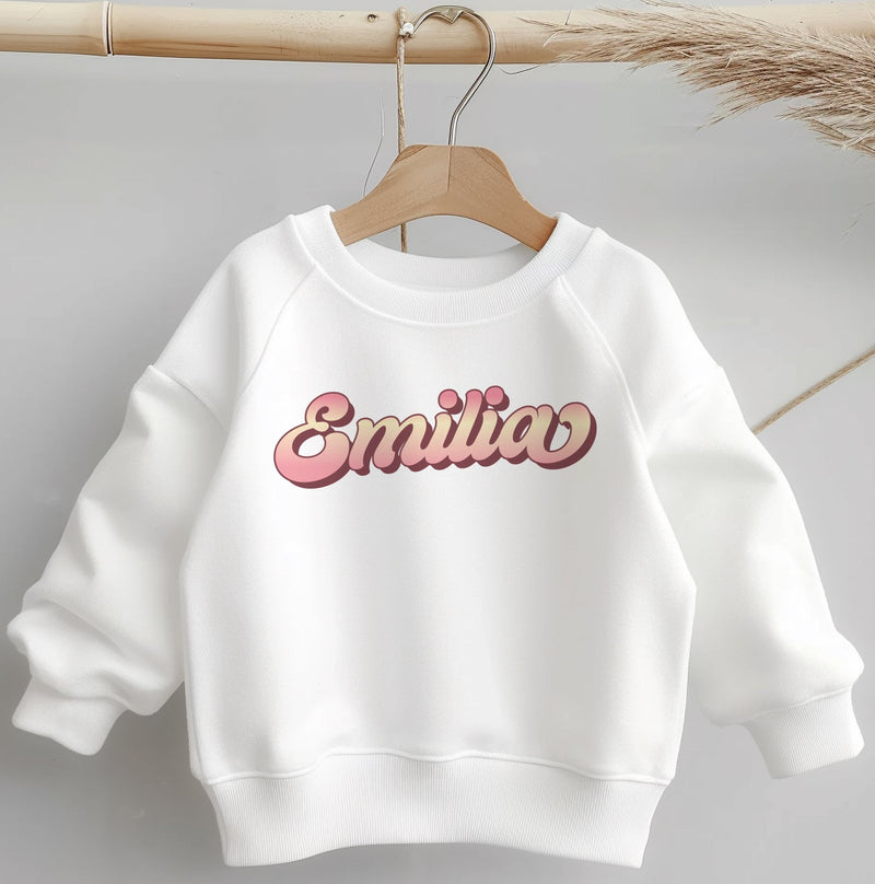 Personalised Name Retro Girl Toddler & Kids Sweatshirt - Little Lili Store