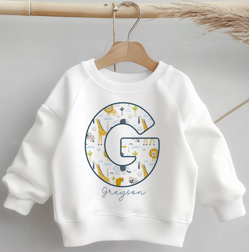 Personalised Name Safari Animals Toddler & Kids Sweatshirt - Little Lili Store