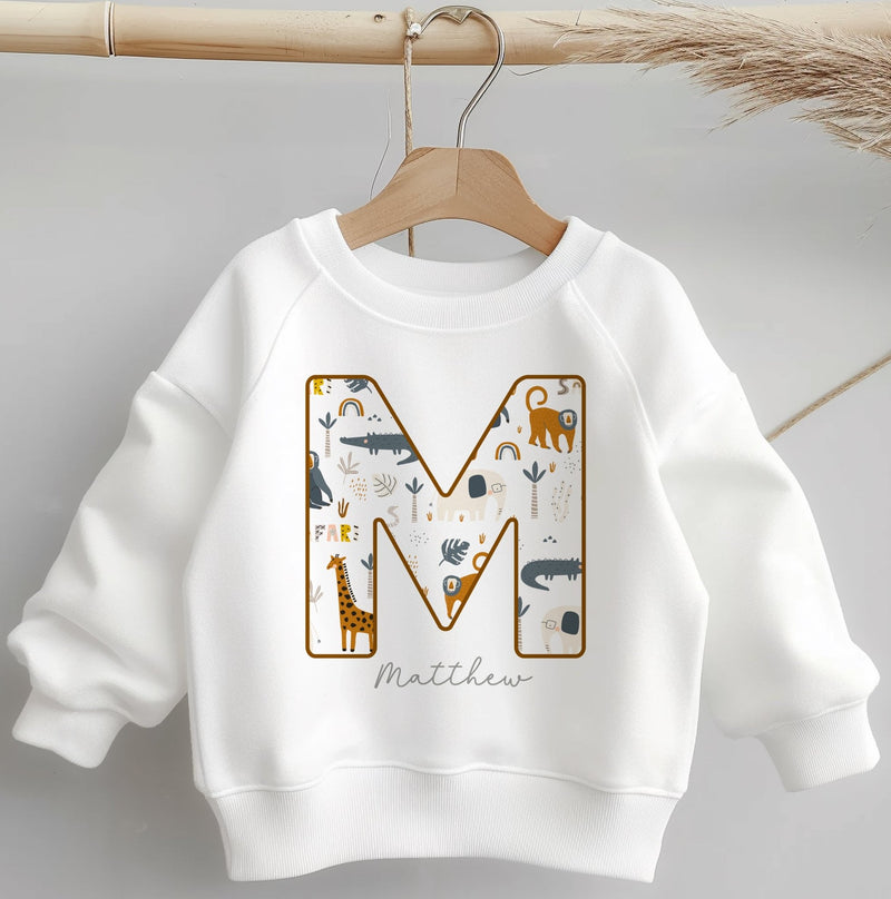 Personalised Name Safari Pattern Toddler & Kids Sweatshirt - Little Lili Store