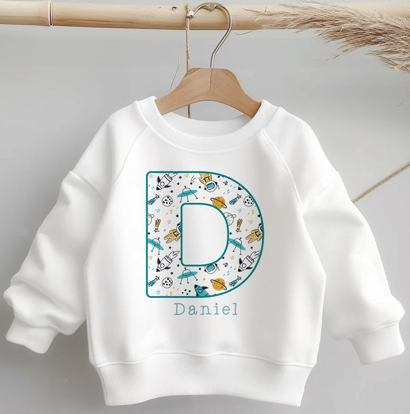 Personalised Name Space & Astronaut Theme Toddler & Kids Sweatshirt - Little Lili Store