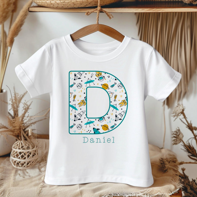 Personalised Name Space & Astronaut Theme Toddler & Kids T Shirt - Little Lili Store