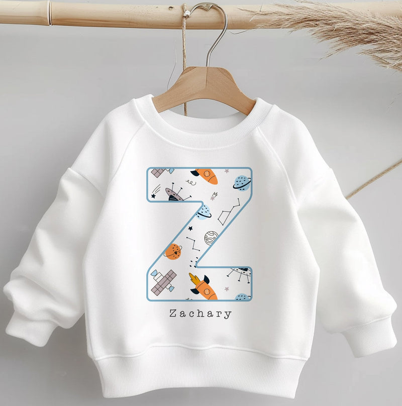 Personalised Name Space Rockets Pattern Toddler & Kids Sweatshirt - Little Lili Store