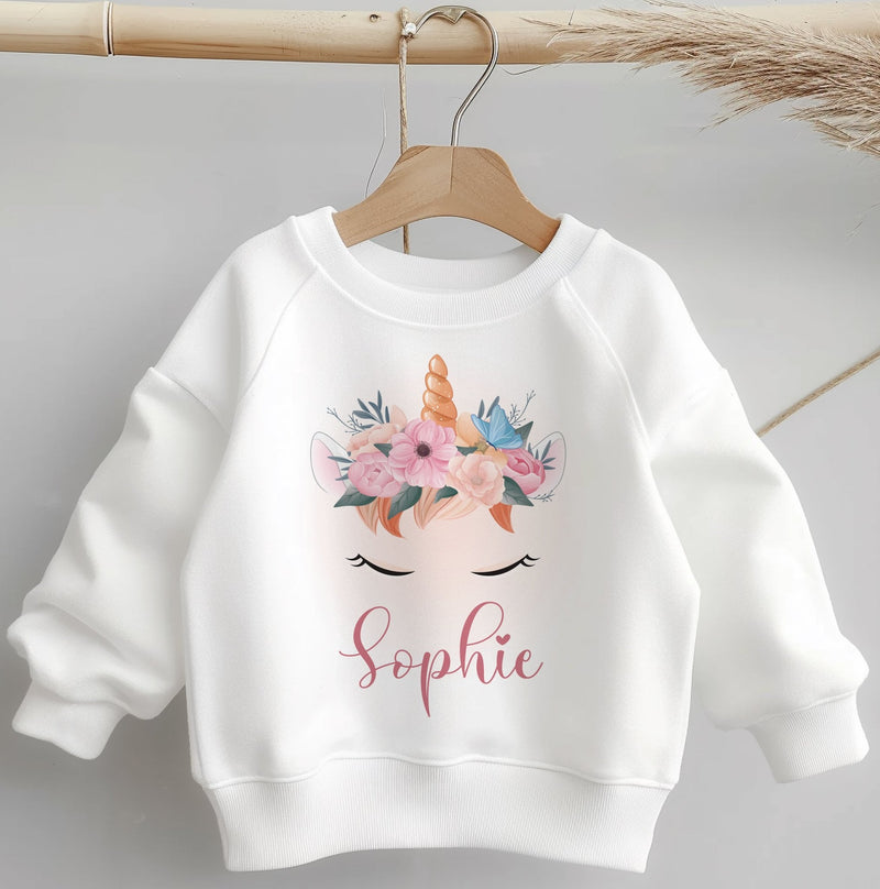 Personalised Name Unicorn Theme Toddler & Kids Sweatshirt - Little Lili Store