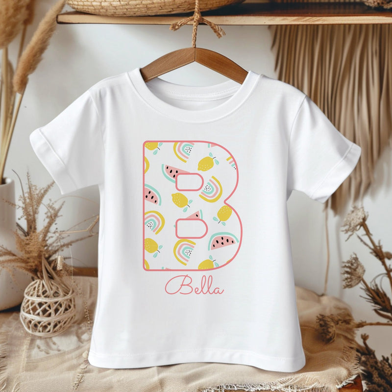 Personalised Name Watermelon & Lemon Theme Toddler & Kids T Shirt - Little Lili Store