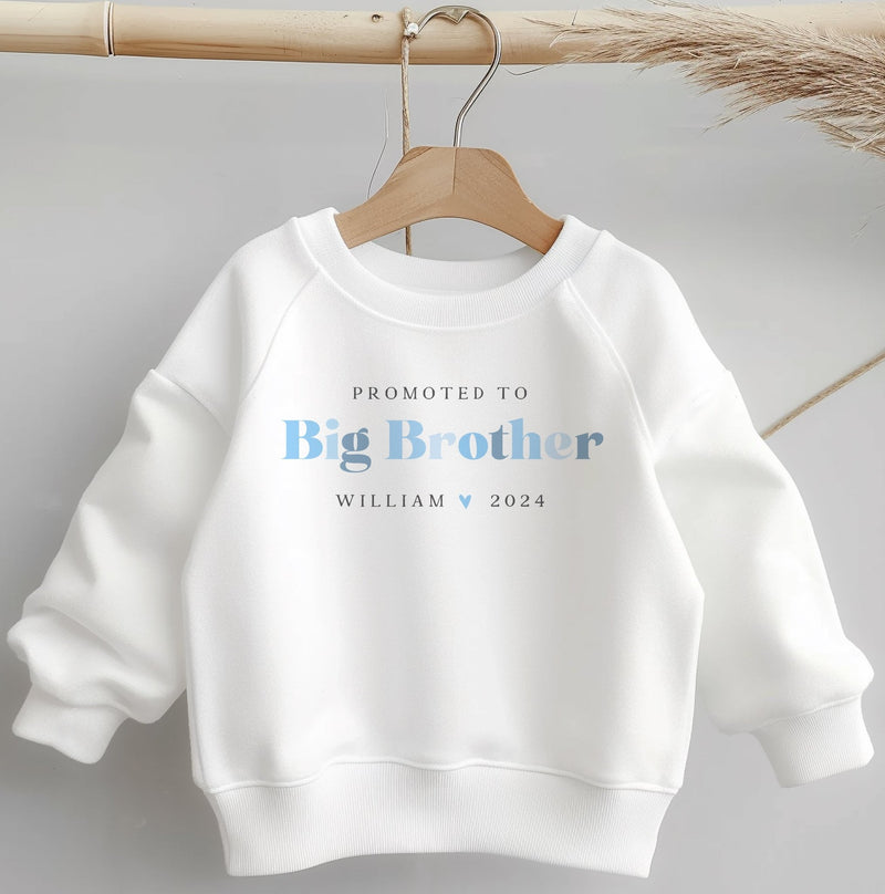 Promoted To Big Brother Blue Letters Personalised Toddler & Kids Sweatshirt - Little Lili Store