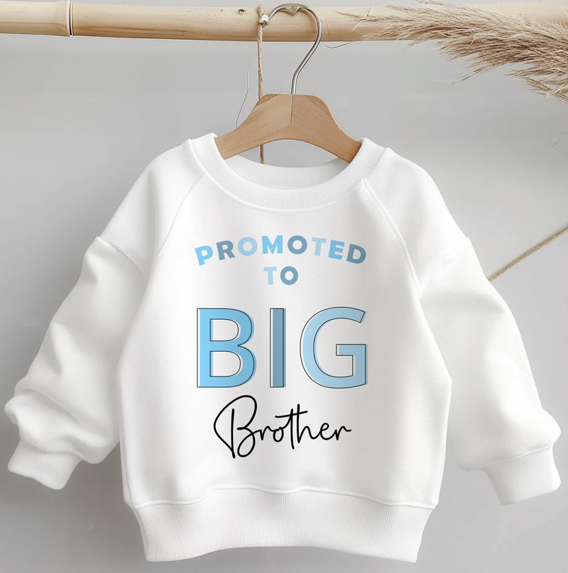 Promoted To Big Brother Blue Letters Toddler & Kids Sweatshirt - Little Lili Store