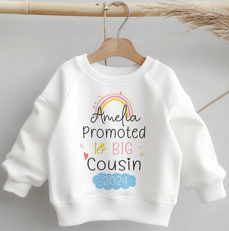 Promoted To Big Cousin Girl Perosnalised Toddler & Kids Sweatshirt - Little Lili Store