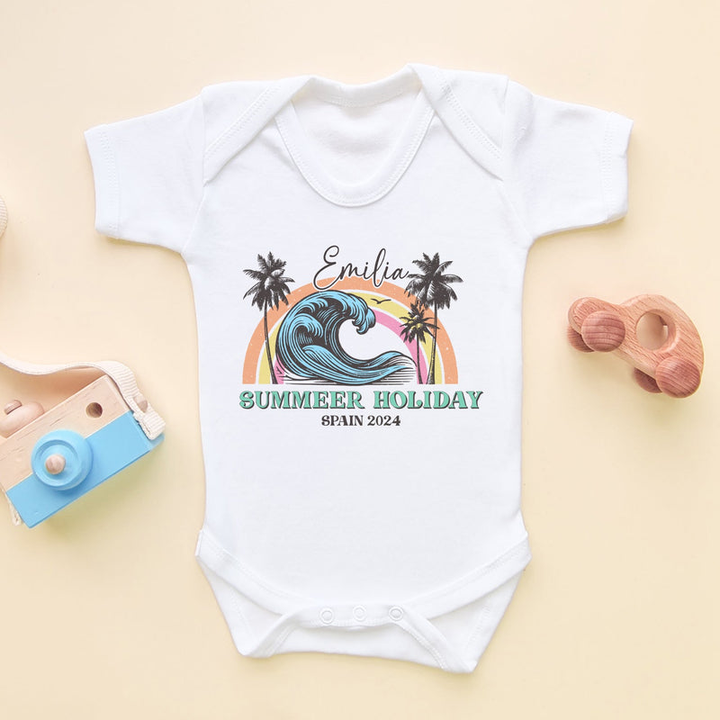 Retro Summer Holiday Personalised Baby Bodysuit - Little Lili Store