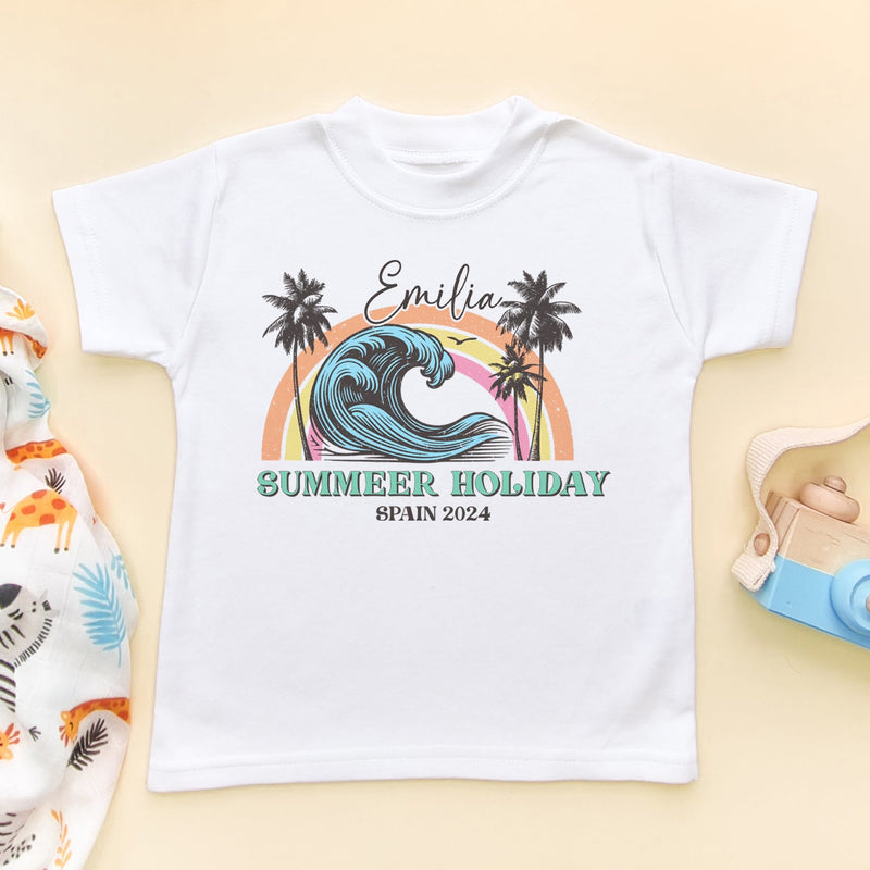 Retro Summer Holiday Personalised Toddler & Kids T Shirt - Little Lili Store