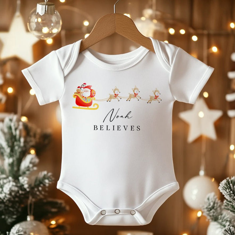 Santa & Reindeers Personalised Baby Bodysuit - Little Lili Store