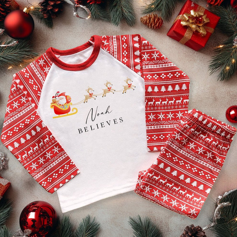 Santa & Reindeers Personalised Toddler & Kids Pyjamas Set - Little Lili Store