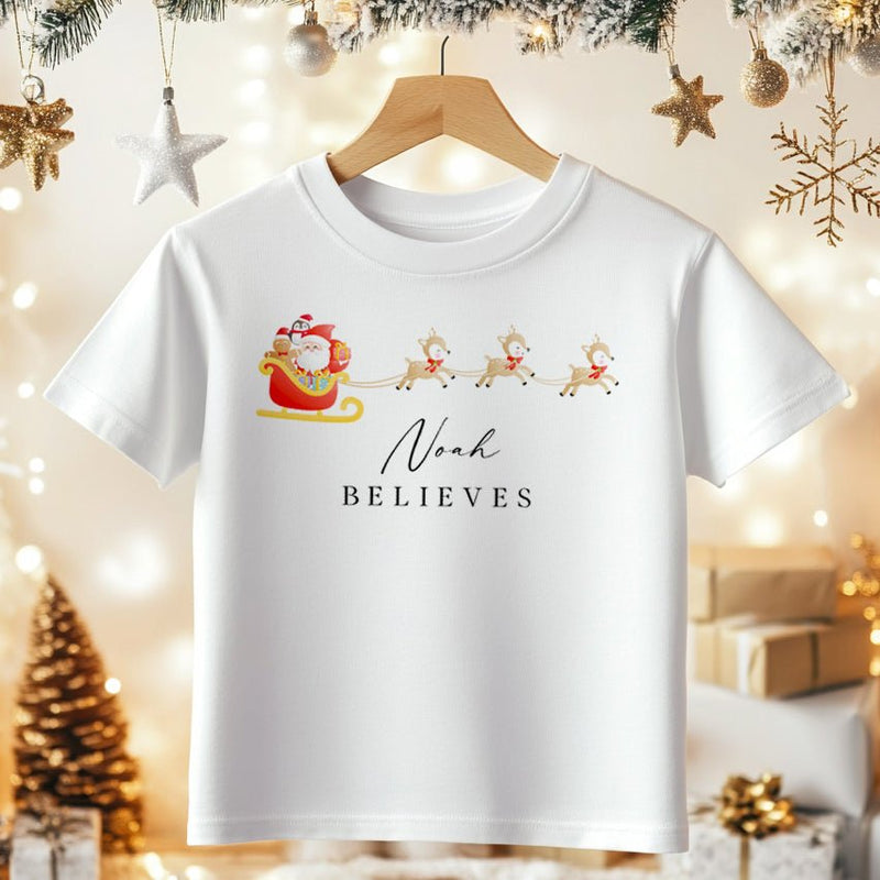 Santa & Reindeers Personalised Toddler & Kids T Shirt - Little Lili Store