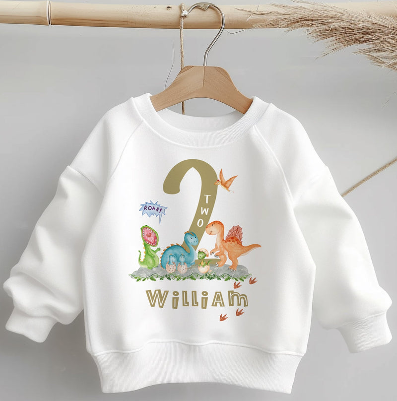 Second Birthday Dino Personalised Toddler & Kids Sweatshirt - Little Lili Store