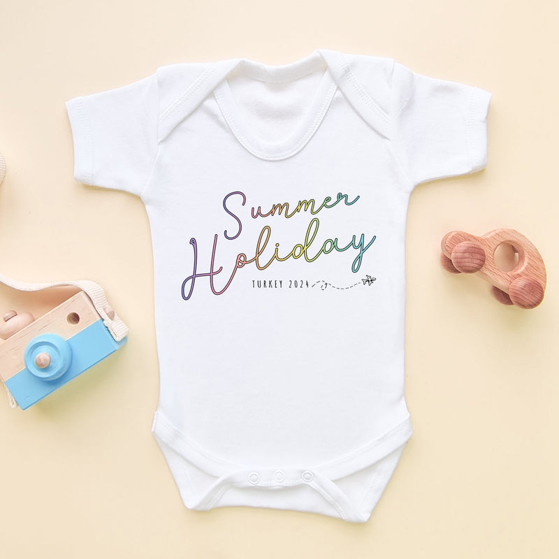 Summer Holiday Colorful Font Personalised Baby Bodysuit - Little Lili Store