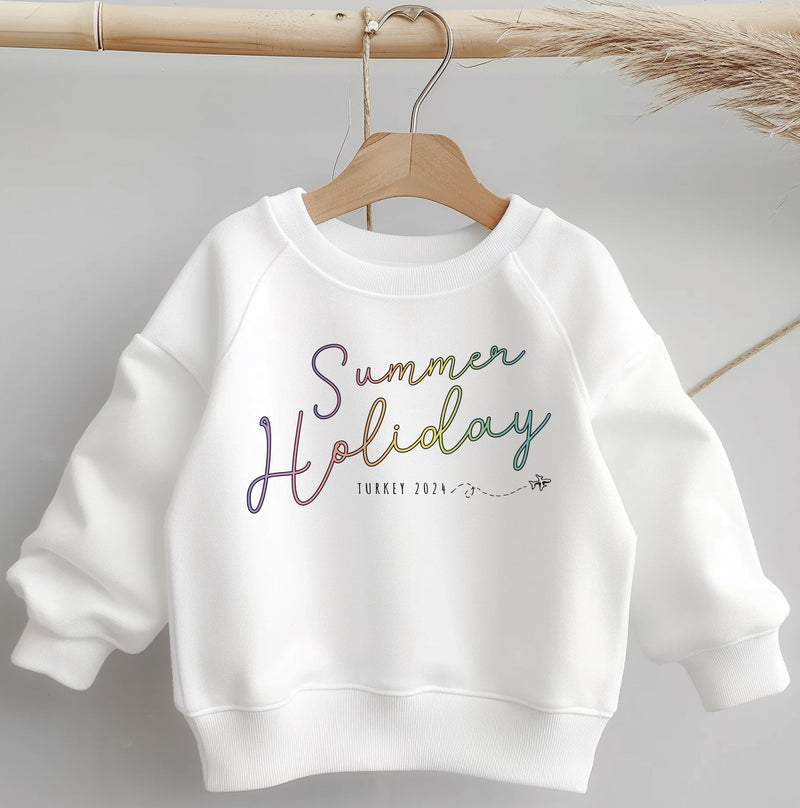 Summer Holiday Colorful Font Personalised Toddler & Kids Sweatshirt - Little Lili Store