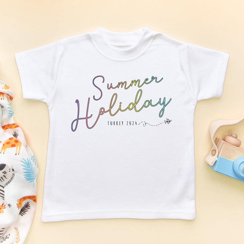 Summer Holiday Colorful Font Personalised Toddler & Kids T Shirt - Little Lili Store