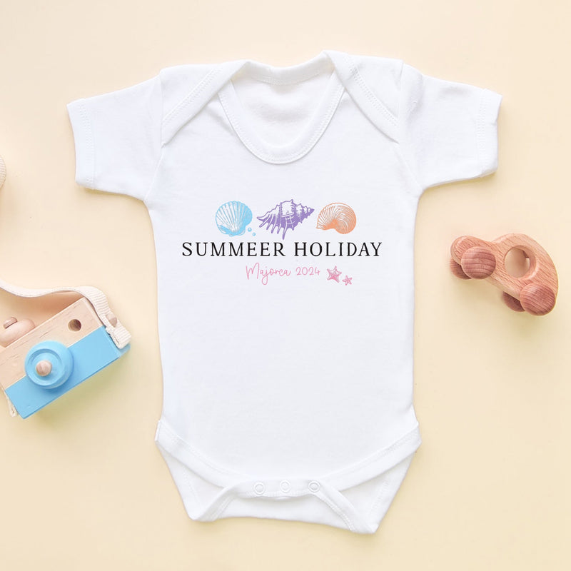 Summer Holiday Sea Shells Personalised Baby Bodysuit - Little Lili Store