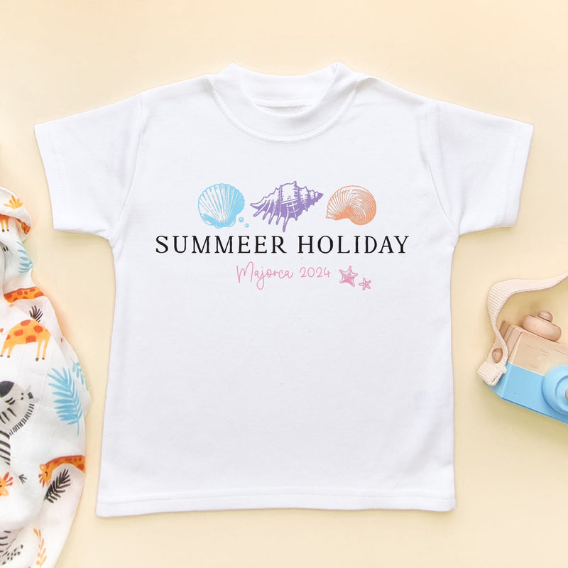 Summer Holiday Sea Shells Personalised Toddler & Kids T Shirt - Little Lili Store