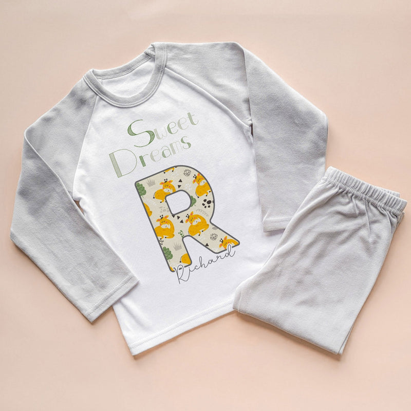 Sweet Dreams Cute Giraffe Pattern Personalised Name Pyjamas Set - Little Lili Store