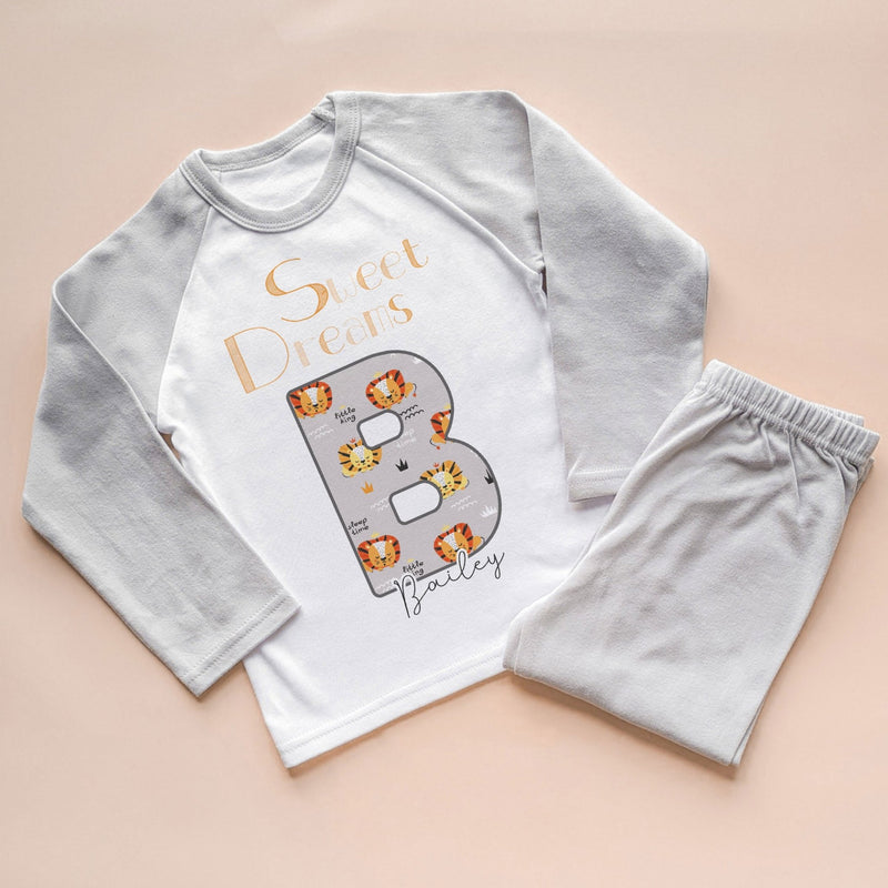 Sweet Dreams Cute Lion Pattern Personalised Name Pyjamas Set - Little Lili Store