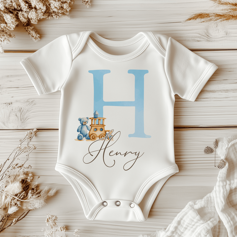 Teddy Bear Boy Personalised Baby Bodysuit - Little Lili Store