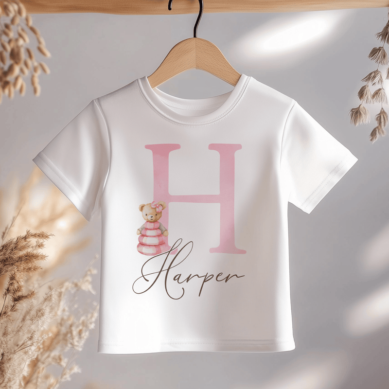 Teddy Bear Girl Personalised Toddler & Kids T Shirt - Little Lili Store