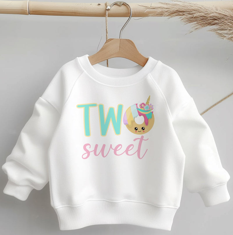 Two Sweet Second Birthday Donut Girl Theme Toddler & Kids Sweatshirt - Little Lili Store