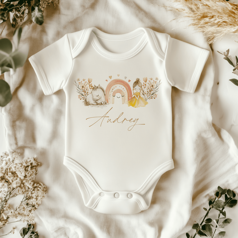 Unicorn Boho Rainbow Personalised Baby Bodysuit - Little Lili Store