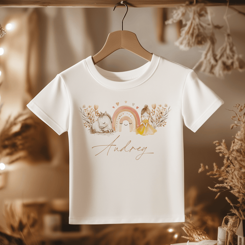 Unicorn Boho Rainbow Personalised Toddler & Kids T Shirt - Little Lili Store