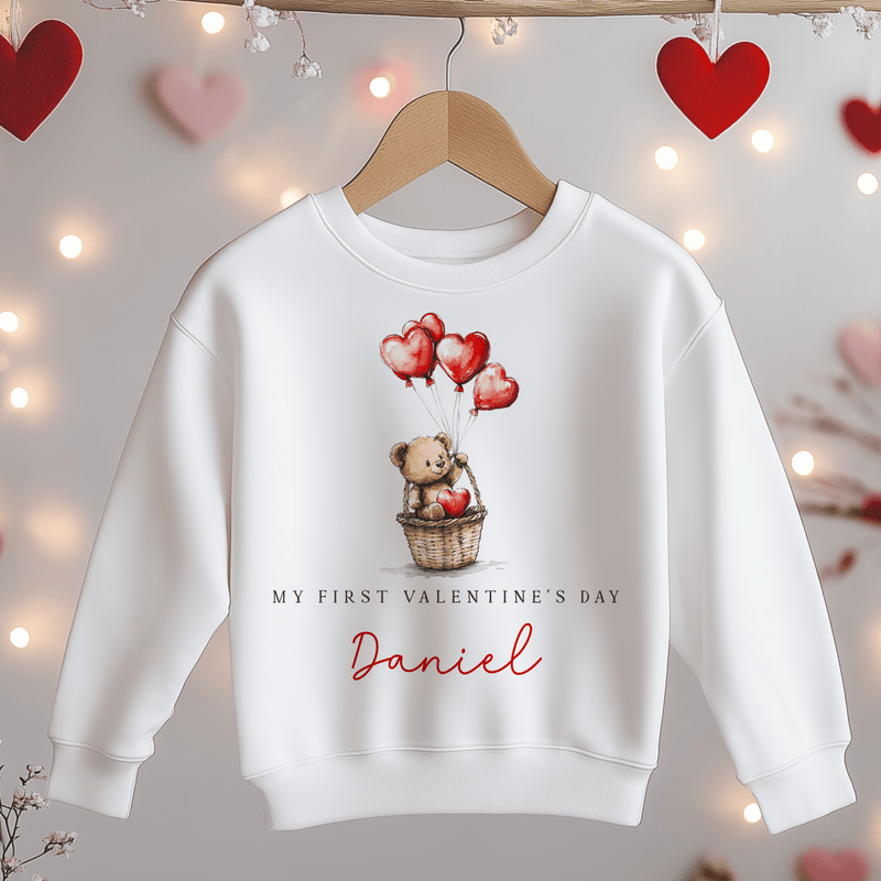 Valentines Day Teddy Bear Personalised Toddler & Kids Sweatshirt - Little Lili Store