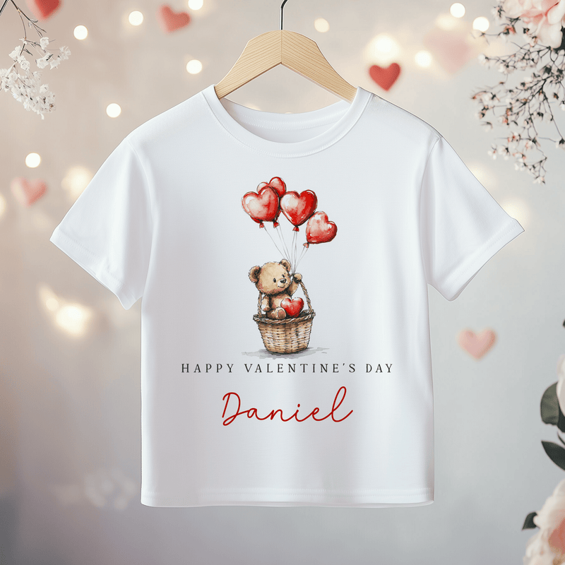 Valentines Day Teddy Bear Personalised Toddler & Kids T Shirt - Little Lili Store