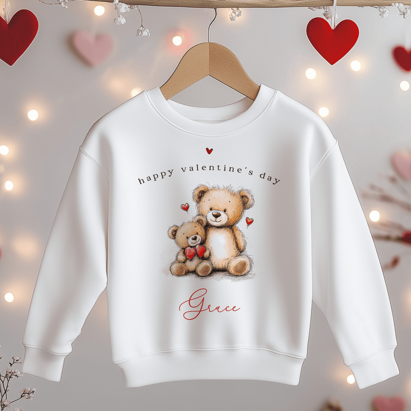 Valentines Day Teddy Bears Personalised Toddler & Kids Sweatshirt - Little Lili Store