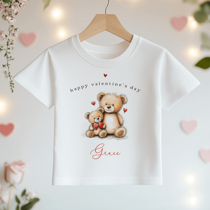 Valentines Day Teddy Bears Personalised Toddler & Kids T Shirt - Little Lili Store