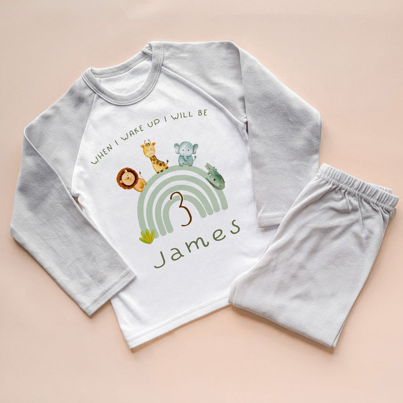 When I Wake Up I Will Be Three Personalised Birthday Animals Pyjamas Set - Little Lili Store